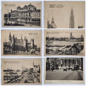 6 Vintage RPPC Postcards Antwerp Belgium Diamond District St. Paul's Cathedral - Picture 1 of 14
