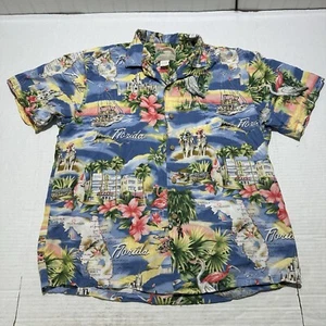 Camisa Hawaiana Paradise Found Florida Temática Flor Tiki Lounge Para Hombre Grande - Imagen 1 de 6