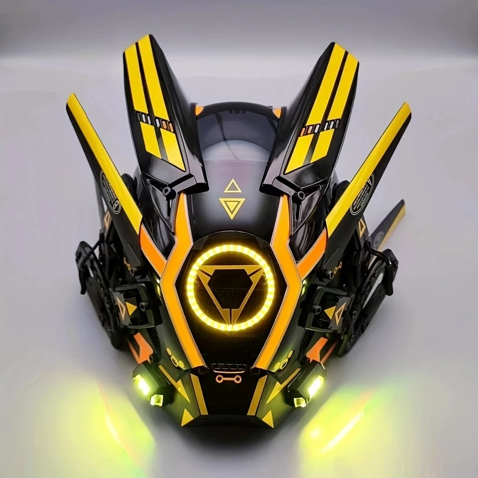 Máscara Punk LED Futurista Unisex Accesorio de Juego de Rol Mecánico con Luz Redonda Foto 1 de 4