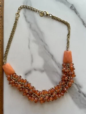 Talbots Necklace Orange Beaded Glass & Acrylic Adjustable Length 20" Jewelry - Image 1 of 2