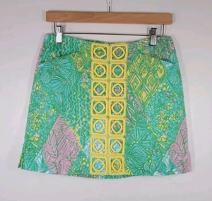 Lilly Pulitzer Sun Dance Marigold Green Yellow Embroidered Skirt Skort Size 2 - Picture 1 of 6