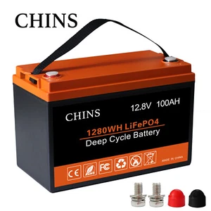 CHINS 12V 100AH LiFePO4 Deep Cycle Lithium Battery for RV Marine Off-Grid Solar - Picture 1 of 9