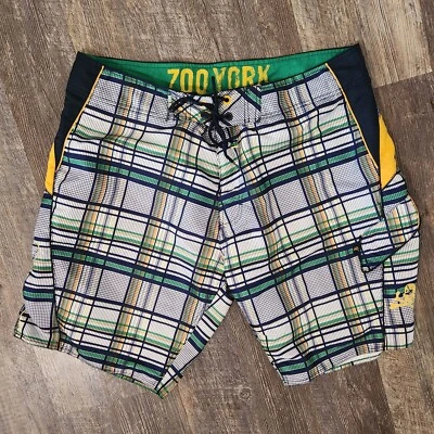 Pantalones Cortos de Tabla Zoo York Para Hombres Talla 40 A Cuadros Estatua Libertad Calavera Bordados Foto 1 de 4