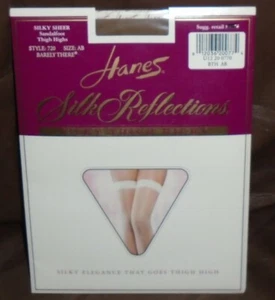 Hanes Silky Thigh Highs Barely There Color Size AB Nylons Silk Reflections 1990s - Picture 1 of 5