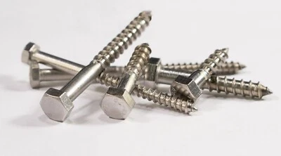 Acciaio Inox Coach Viti M6 Testa Esagonale Viti Legno Lag Bulloni - Immagine 1 di 4