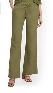 NWT NEW YORK & COMPANY Linen Blend Tie Waist Wide Leg Pant S - Picture 1 of 1