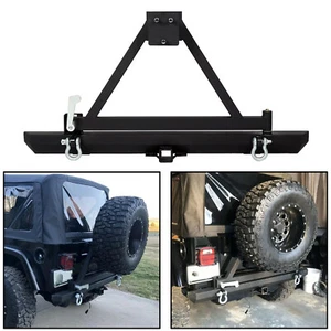 Rear Bumper with Tire Carrier & D-Ring Fit for 87-96 YJ & 97-06 TJ Jeep Wrangler - Picture 1 of 17