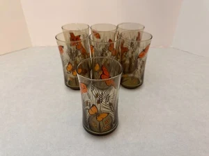 Set (7) - Libbey rauchfarben - Weizen & Schmetterling Tumbler Gläser - Bild 1 von 5