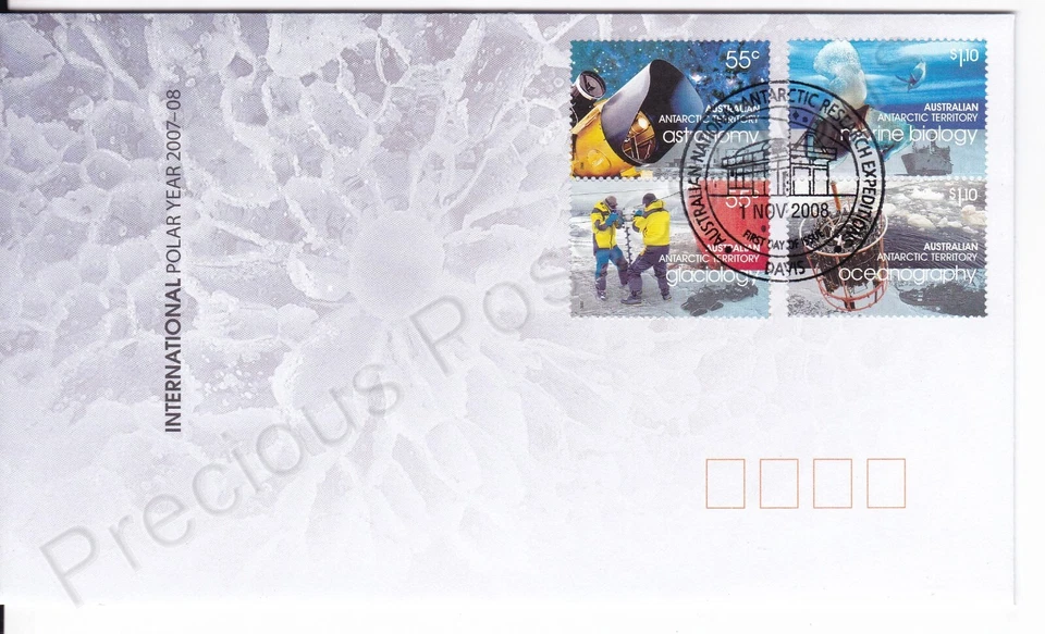 AUSTRALIAN ANTARCTIC TERRITORY AAT FDC 2008 POLAR YEAR SET DAVIS PMK - Image 1 of 1