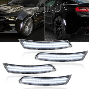 "4PCs" For 2016-2024 Chevy Camaro White LED Side Marker Light Clear Housing Lamp - Picture 1 of 17