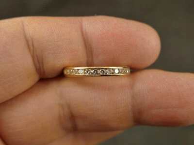 14K YELLOW GOLD CUBIC ZIRCONIA ETERNITY RING 3MM 2.5 GMS SZ 7 1/4 TUCSON ESTATE - Image 1 of 4