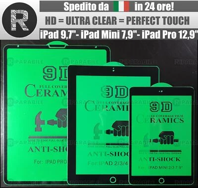 Protezione Schermo Vetro CERAMICA HD Clear Apple iPad 9,7" Mini 7,9" Pro 12,9" - Immagine 1 di 4