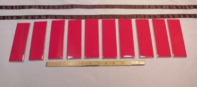 10 pcs. Glossy Ceramic Tiles *Liner/Sizzle *Ruby Red* by American Olean 2" X 6" - Image 1 of 4