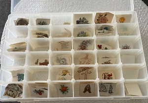 Lot of Small Ceramic Decals and Storage Box - Picture 1 of 5