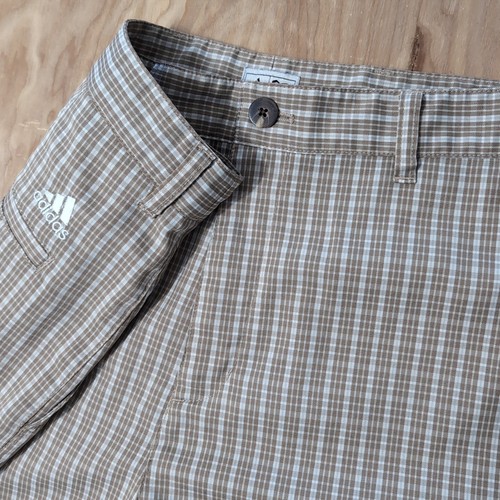 Pantaloncini Adidas Golf Taglia 36x11 Check Elasticizzati Flat Front Stripe Marrone Premium