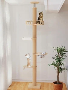Floor to Ceiling Cat Trees for Kittens&Large Cats with Natural Rope, Tall Cat... - Picture 1 of 9