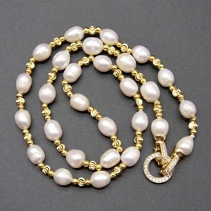 18" Natural AAA+South Sea Genuine White Pearl Necklace Round Ring Clasp - Picture 1 of 5