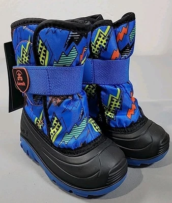 Kamik Snow Bug 4 雪地靴 学步儿童 7 蓝色 中筒拉提亮螺栓  — 第 1/4 张图片