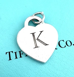 Tiffany & Co. Sterlingsilber Buchstabe "K" Alphabet Initiale Herz Charm Anhänger - Bild 1 von 5