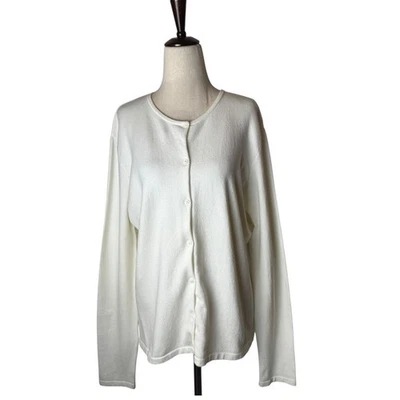 Suéter Lilly Pulitzer Mujer Blanco Tejido Cuello Redondo Cárdigan Preppy Costero Playa Foto 1 de 4