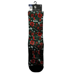 Miami Hurricanes Strideline Floral Crew Socken M/L grün orange NCAA Aloha - Bild 1 von 2