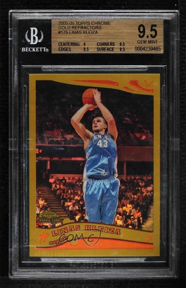 2005-06 Topps Chrome Gold Refractor /99 Linas Kleiza BGS 9.5 GEM MINT Rookie RC - Image 1 of 2