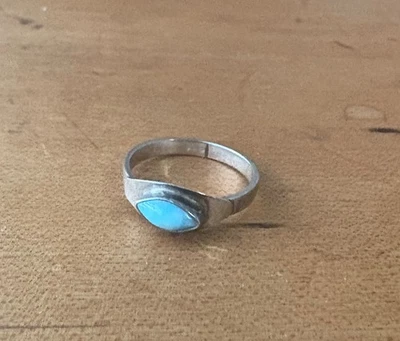 Винтажное кольцо в юго-западном стиле размер 6 из чистого серебра с камнем ларимар ремесленник - Изображение 1 из 4