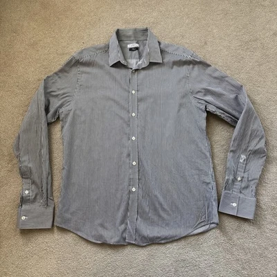 Camisa social masculina Gianni Versace Collection tendência listrada com botões tamanho 44 17,5 - Imagem 1 de 4