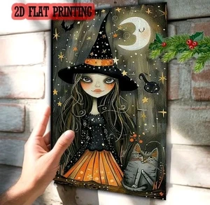 "Halloween Metall Wanddeko schwarze Katze Kürbis Vintage Schild Spukhaus Geschenk" - Bild 1 von 11