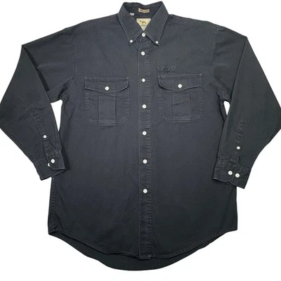 Vintage 90s Camel Collection Shirt Made in Italy Men’s L 44/46 Blck Cotton Twill - image 1 of 4