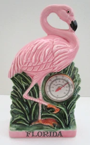 Vintage Florida Souvenir Ceramic Flamingo Thermometer 6" Tall, Japan - Picture 1 of 5