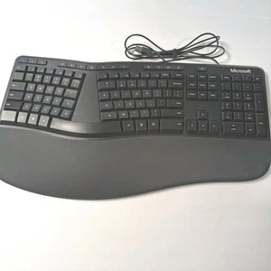 Microsoft Ergonomic Keyboard Wired USB Black 1878 - Tested Working VGC - Picture 1 of 8