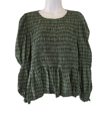 Camisa Universal Thread para mujer XXL verde a cuadros corpiño ajustado Academia Preppy Foto 1 de 4