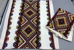 2er Set Vintage Überwurf Kissenbezüge MCM Ethno Mod Volkskunst Druck 16" x 16" - Bild 1 von 6