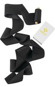 Black Silk Ribbon 2 Inch Silk Ribbon Black Pure Silk Hair Ribbon Black Satin - Picture 1 of 6