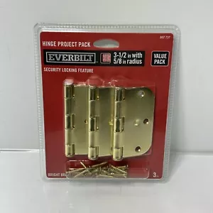 NEW Everbilt 807737 Bright Brass Finish Security 3 Pack Door Hinges FREE SHIPPIN - Picture 1 of 6