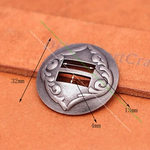 5X Heavy Western Antique Sliver Saddles Tack Leathercraft Slotted Conchos 1-1/4" - Picture 1 of 9