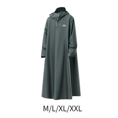 Long Raincoat with Drawstring Hood Rain Jacket for Outdoor Fishing Camping - Image 1 of 2