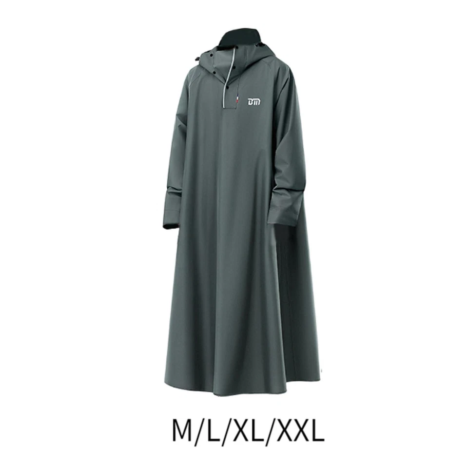 Long Raincoat with Drawstring Hood Rain Jacket for Outdoor Fishing Camping - Image 1 of 2