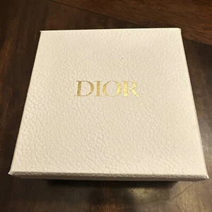CHRISTIAN DIOR Empty White Textured Gift Box 5” X 5” X 2” W/ Ribbon Tissue Tag - Picture 1 of 5