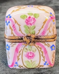 LIMOGES Peint Main 2 Glass Perfume Bottles in Floral Domed Chest Box (EVC) - Picture 1 of 1