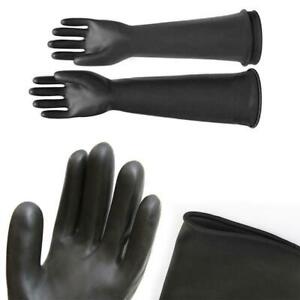 Schwarze Latex Stulpen 55cm Handschuhe Industriell neu. Langarm Neu U4D7