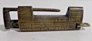 sliding key unusual brass lock vintage - Picture 1 of 9