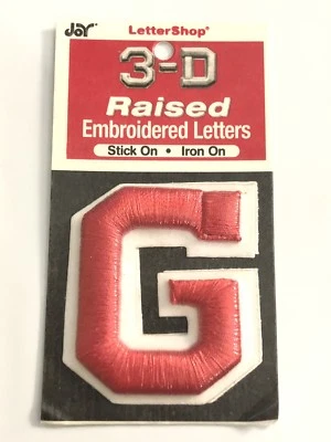 Joy Letter Shop Red G 2” Iron Stick On Embroidered Patch Craft Appliqué Sewing - Image 1 of 4
