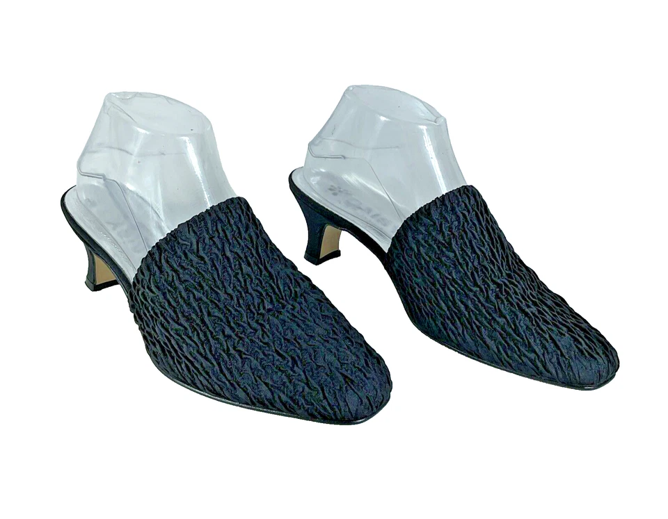 Винтажные черные складчатые плиссированные сандалии на блочных каблуках y2k 90-е 8 D - Изображение 1 из 4