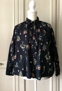 ICHI / ICHI Antiquites Baumwollbluse Kragen Blumenmuster schwarz fast neuwertig - Bild 1 von 6