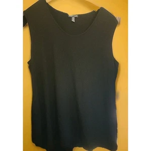 EILEEN FISHER Jersey Oberteil U-Ausschnitt Schwarz XL Neu Ärmellos A125 TOP - Bild 1 von 5