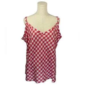 Eddie Bauer Red & White Gingham Pattern Camisole V Neck Tank Top (Size XL) - Picture 1 of 3