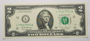 2017 A $2 GEM UNC fancy repeater serial# L77217721B - Picture 1 of 2