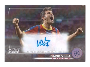 2022-23 Topps Stadium Club Chrome UEFA David Villa Silver Auto FC Barcelona - Picture 1 of 2